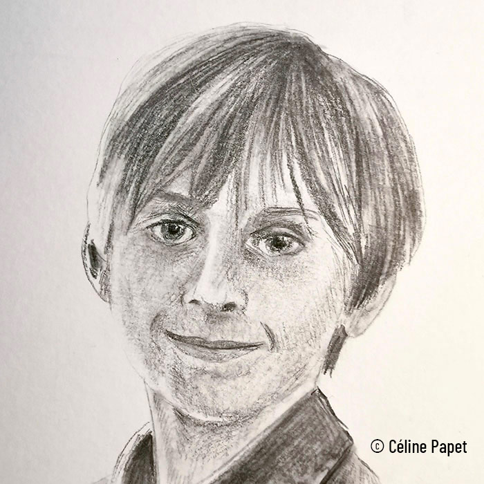 Portrait Damien, dessin crayon graphite